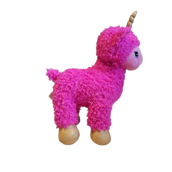Build A Bear Sparkles Pink Llamacorn Plush Stuffed Animal Gold Horn Glitter - Picture 5 of 8